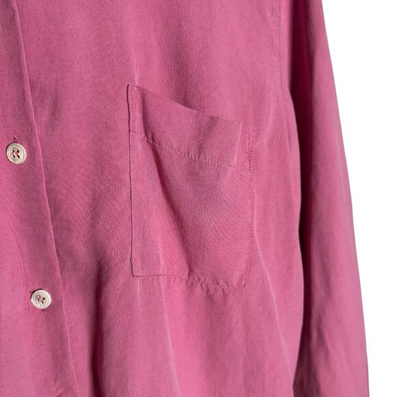J Jill Shirt Womens Large 100% Silk Pink Lightweight Casual Button Up Sleeves - Picture 6 of 10